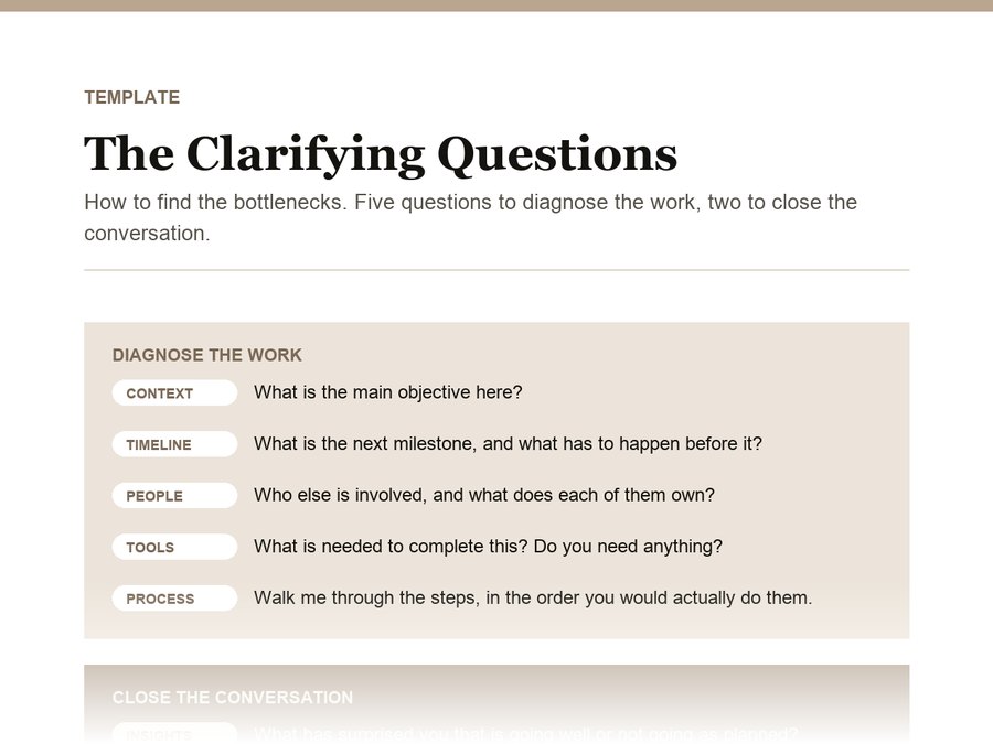 Preview of the first part of The Clarifying Questions: How to find the bottlenecks